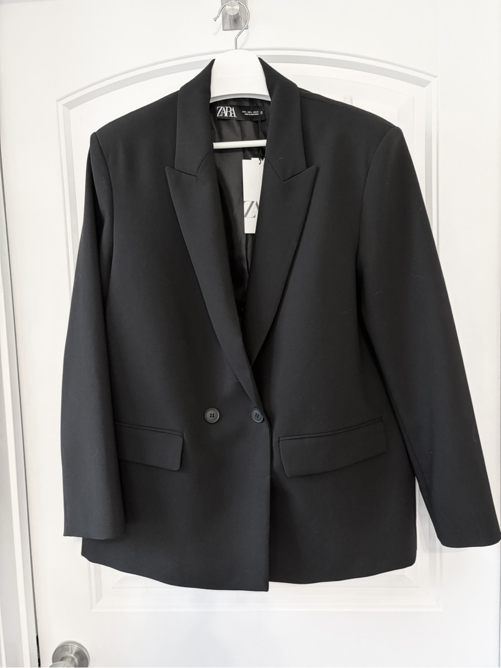 NWT I Zara Oversized Double-Breasted Tailored Blazer, Black
